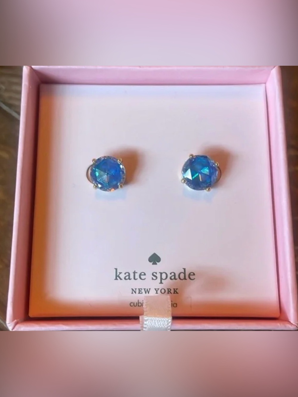 NWT Kate Spade Women’s Sapphire blue crystal stud earrings
